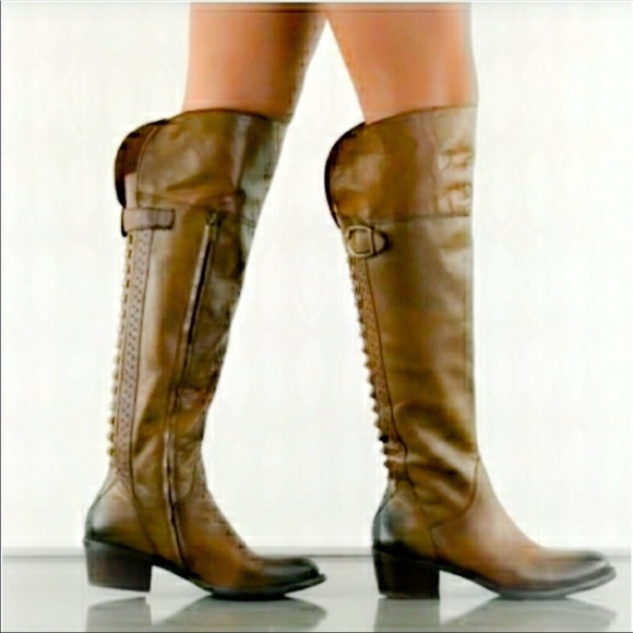 Vince Camuto Bollo Rich Cocoa Two Tone Calf Boots - Picture 1 of 8